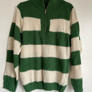 SHEIN Men Striped Pattern Quarter Zip Sweater